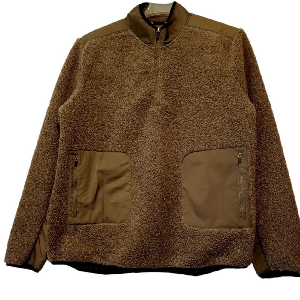 FLX Sherpa Fleece 1/4 Zip Pullover  Men's XXL  Military/Olive Green NWT Layering